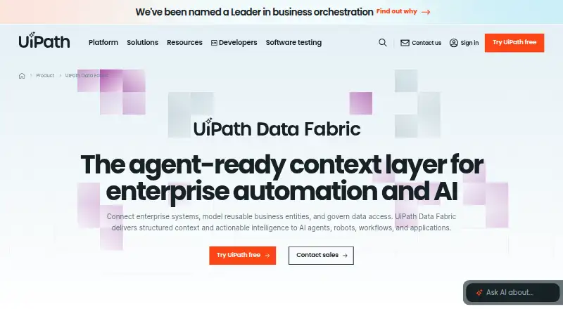 UiPath Data Fabric's website