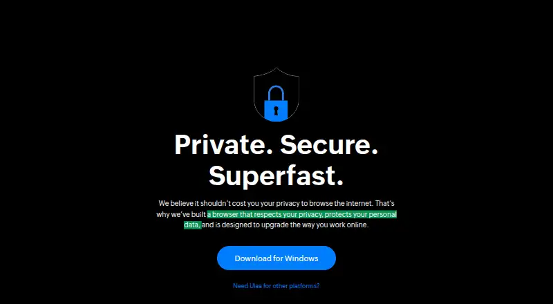 The Ulaa homepage