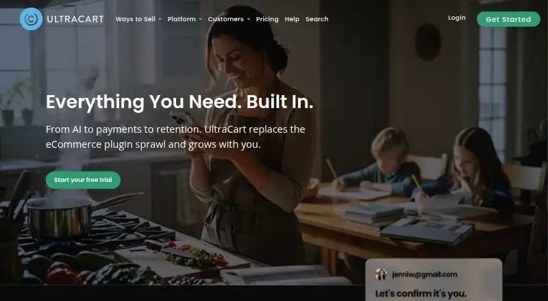 The UltraCart homepage