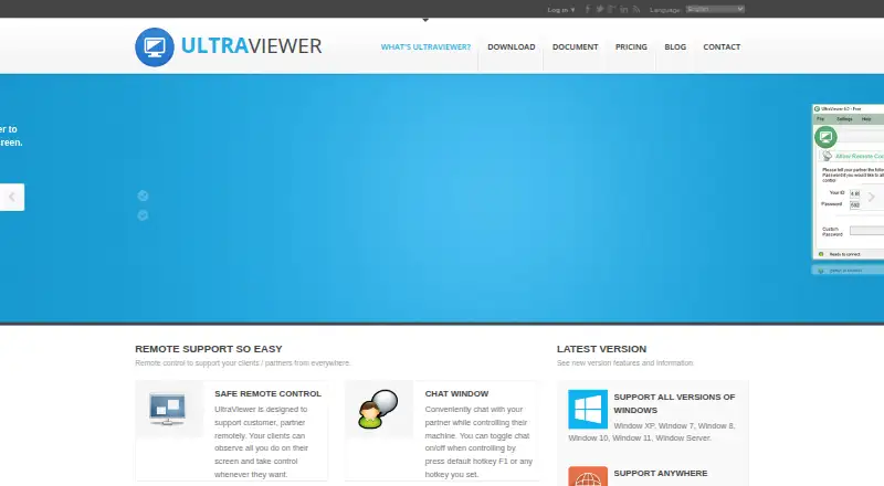 The UltraViewer homepage