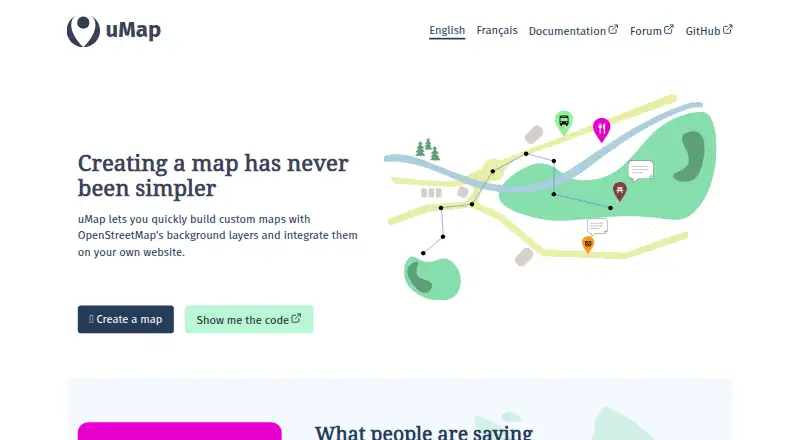 The uMap homepage