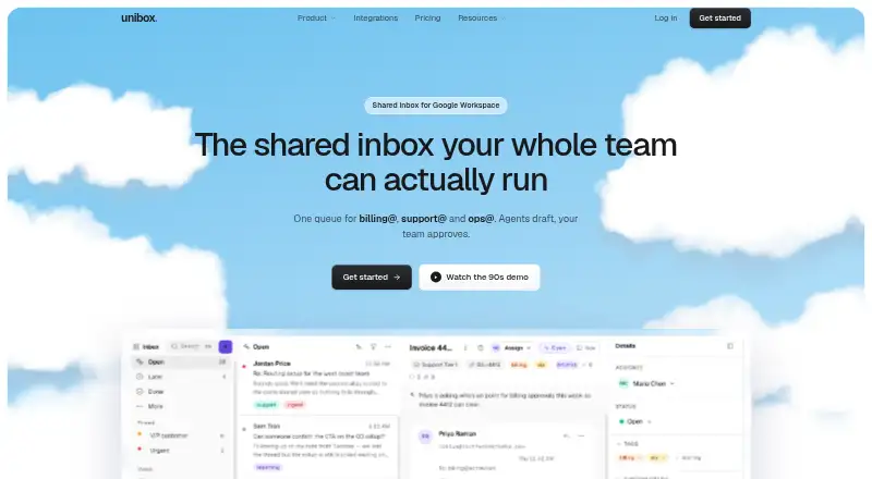 The Unibox homepage