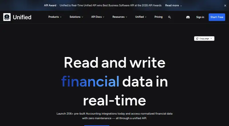 Unified.to Accounting API's website