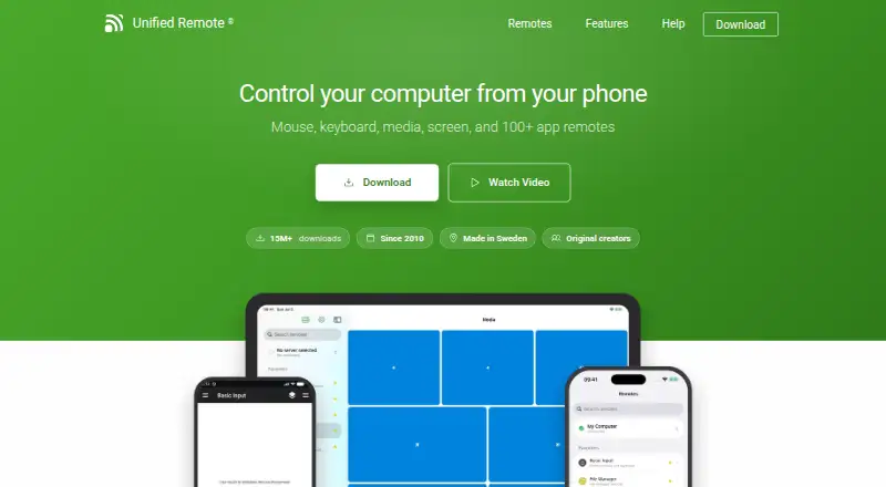Unified Remote's website