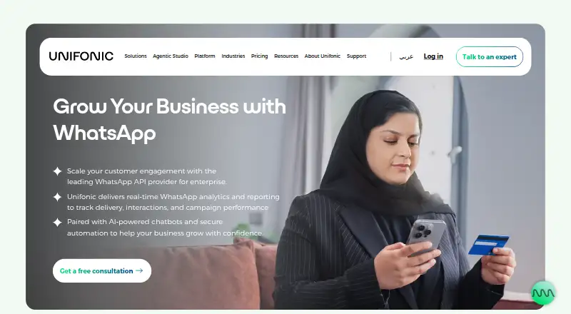 Unifonic WhatsApp's website
