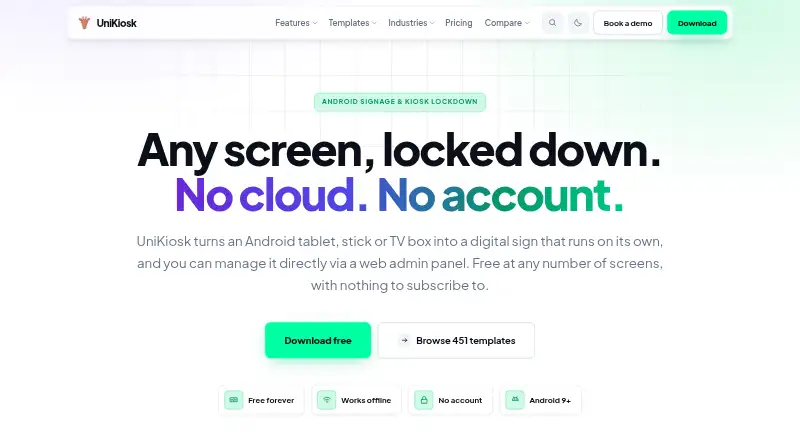 The UniKiosk homepage