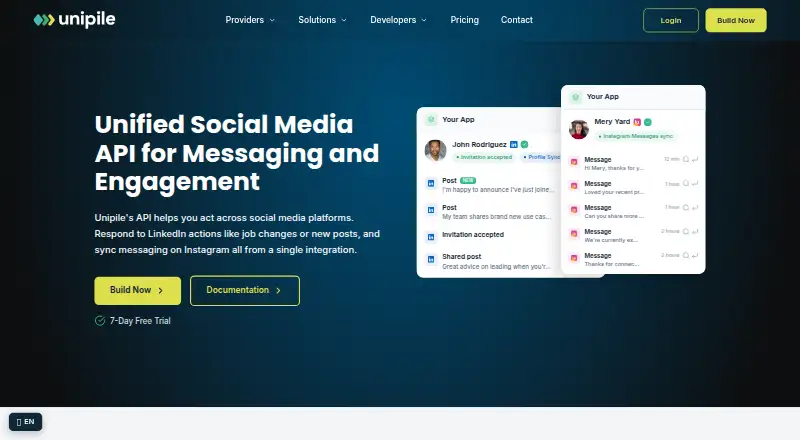 Unipile Social Media API's website