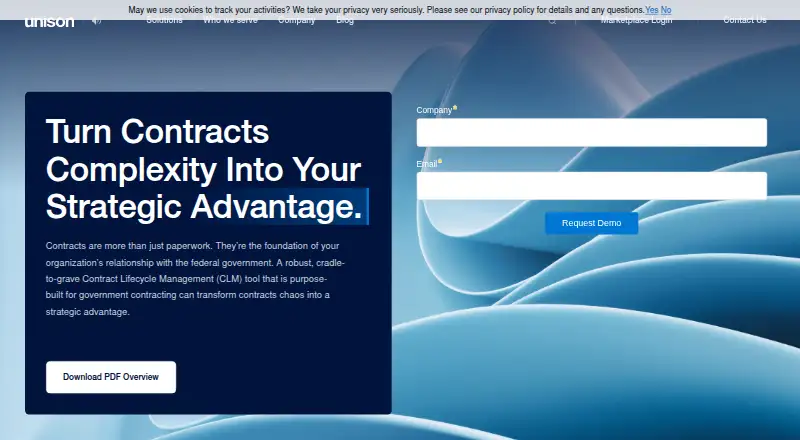 The Unison Contract Lifecycle Management homepage