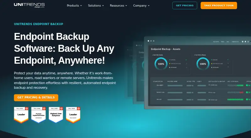 Unitrends Endpoint Backup's website