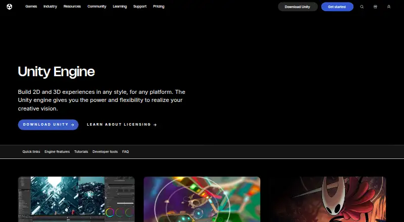 Unity's website