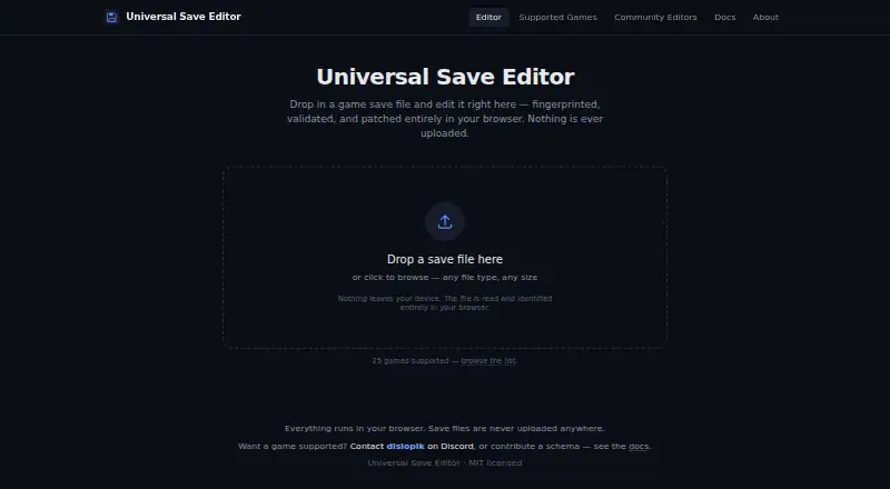 Universal Save Editor's website