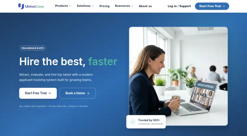 The UnivoCorp ATS homepage