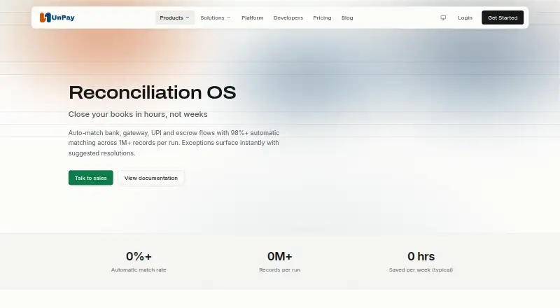 UnPay Reconciliation OS's website