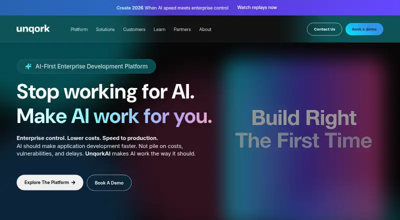 The Unqork homepage