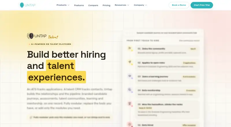The Untap Talent homepage
