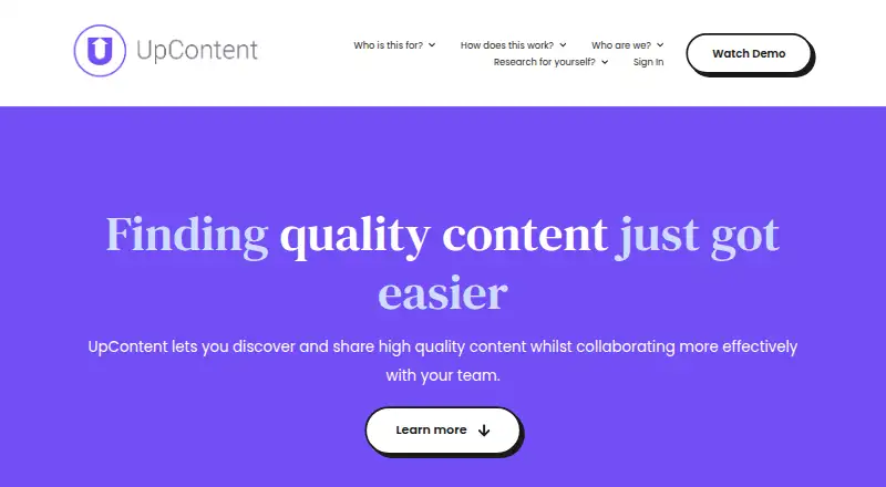 UpContent's website
