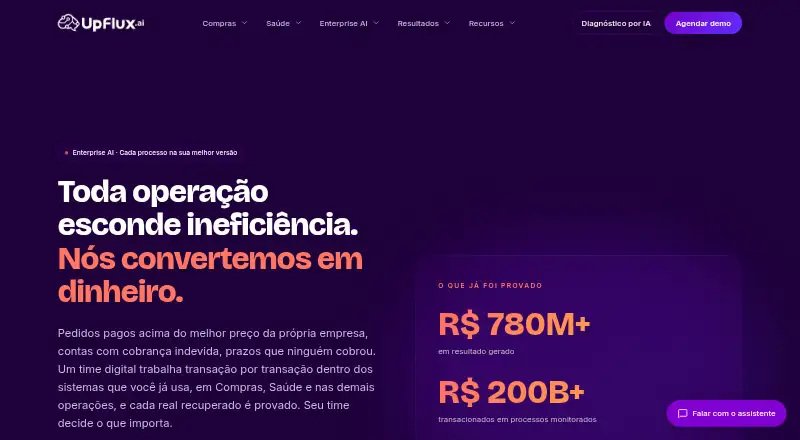 The UpFlux homepage