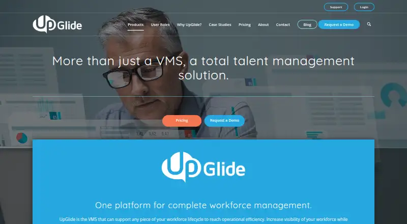 UpGlide Total Talent VMS's website