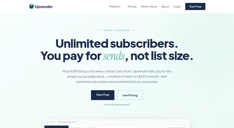 The Upsender homepage