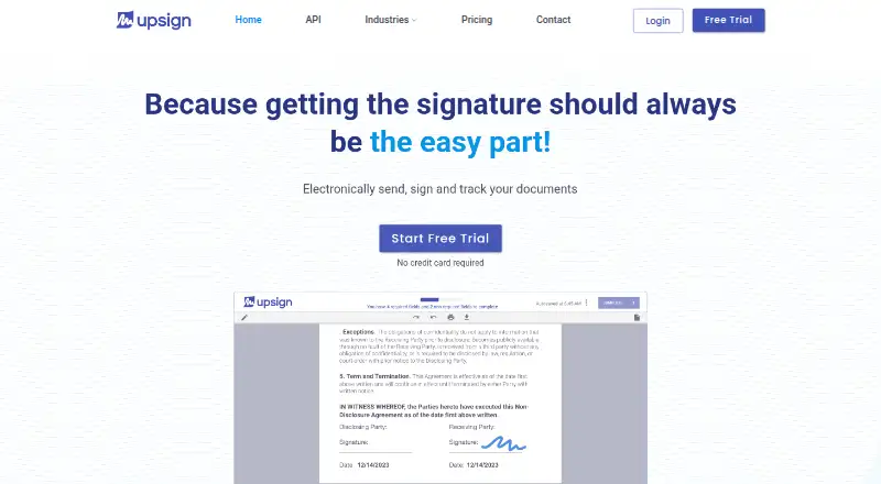 Upsign's website