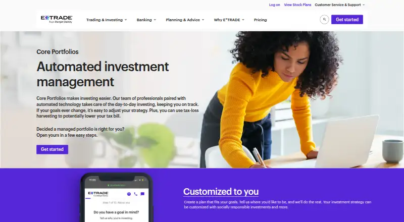 E*TRADE Core Portfolios's website