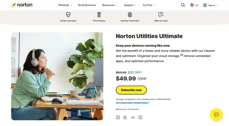 The Norton Utilities Ultimate homepage