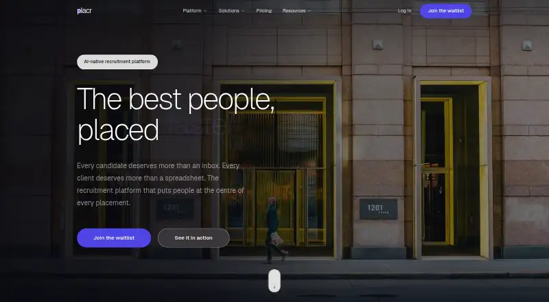 The Placr homepage