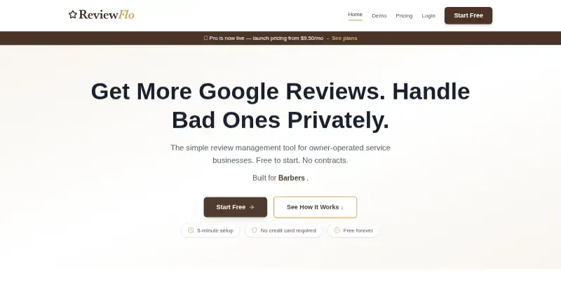 The ReviewFlo homepage