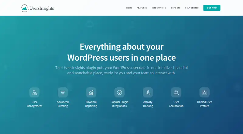 The Users Insights homepage