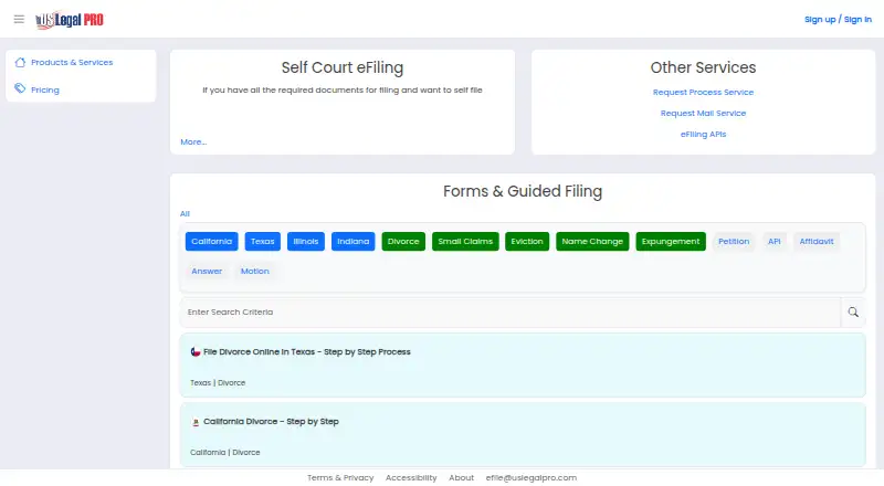 US Legal PRO's website