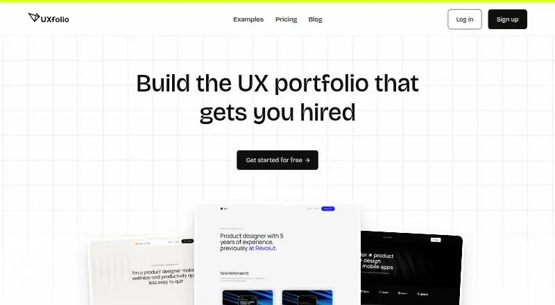 The UXfolio homepage
