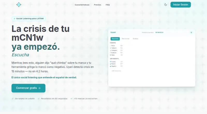 The Uyari homepage