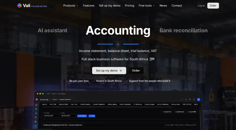 The Vali homepage