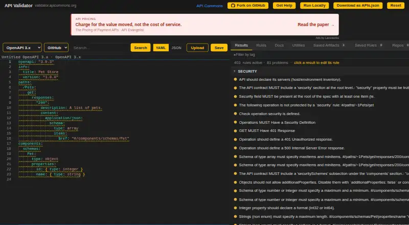API Validator's website
