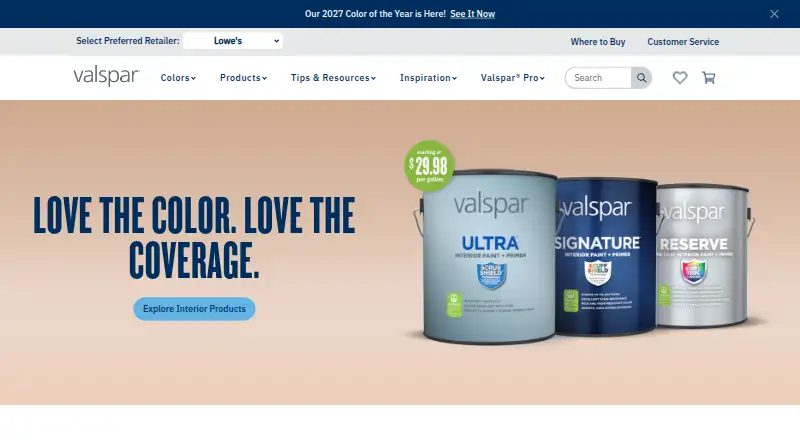 Valspar Color Visualizer's website