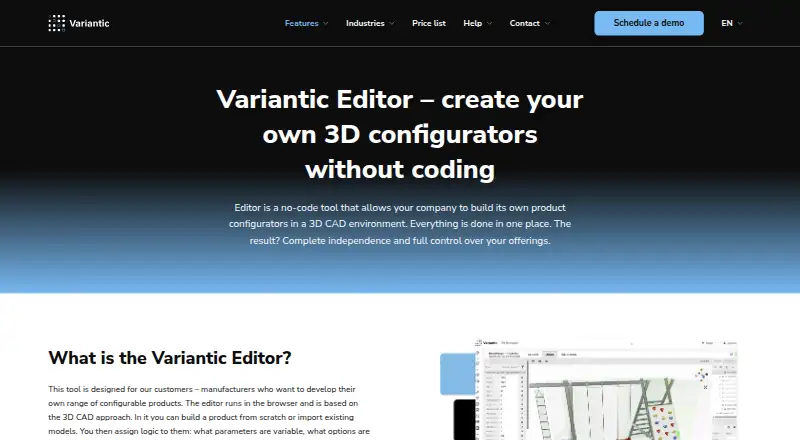 The Variantic Editor homepage