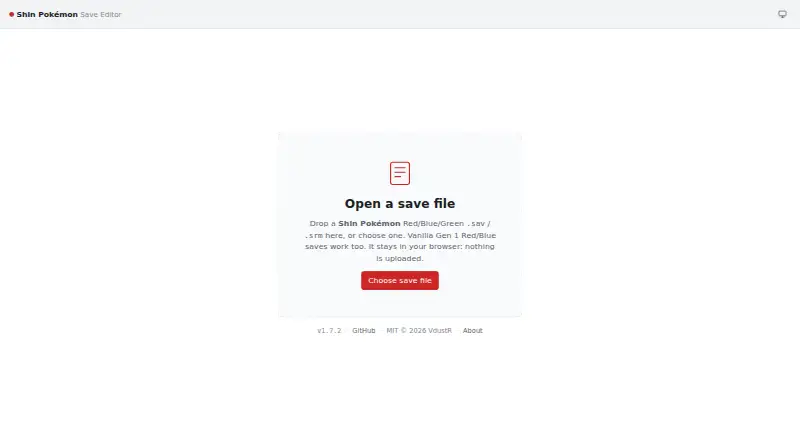 Shin Pokémon Save Editor's website