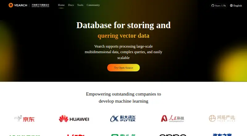 The Vearch homepage