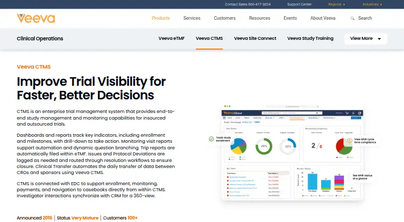 Veeva Vault CTMS's website