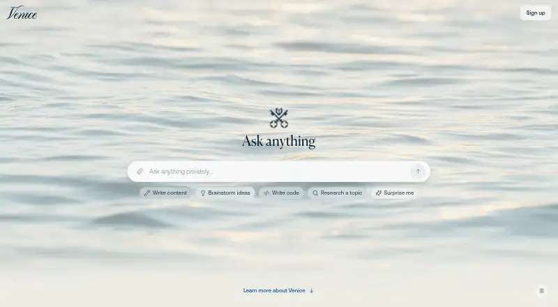 Venice AI's website