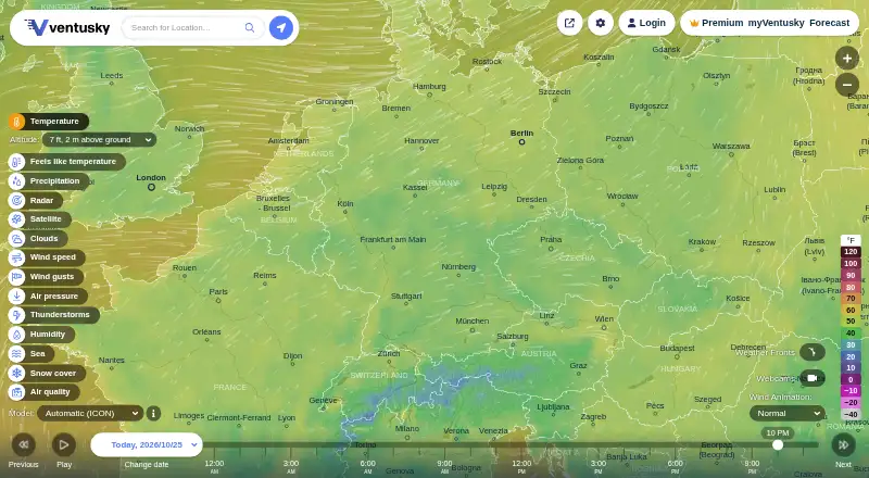 Ventusky's website