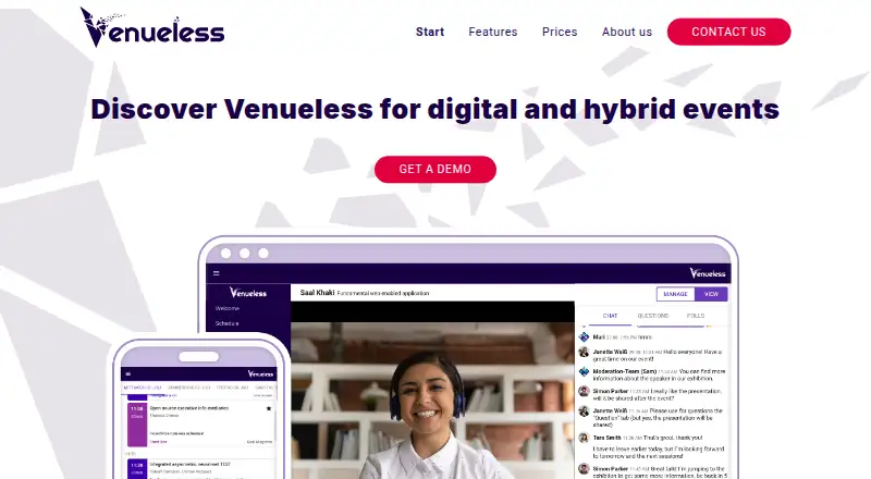 The Venueless homepage