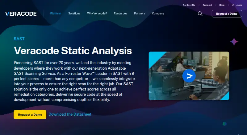 Veracode Static Analysis's website