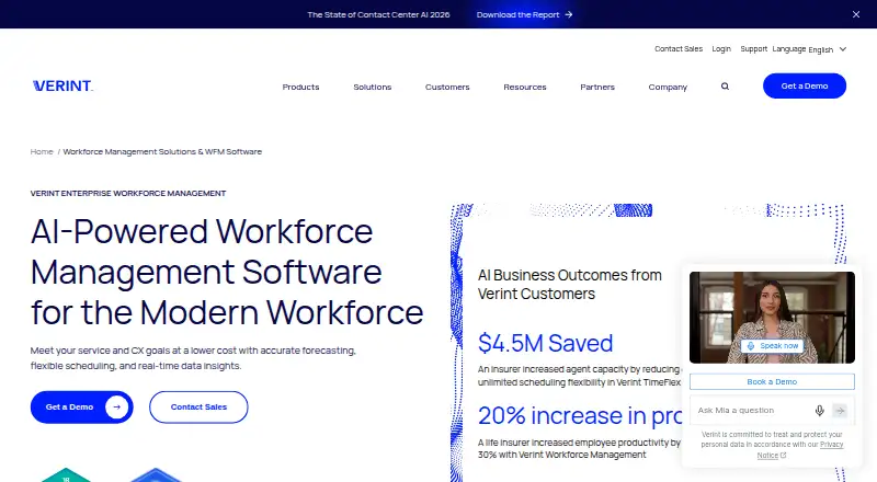 The Verint Workforce Management homepage