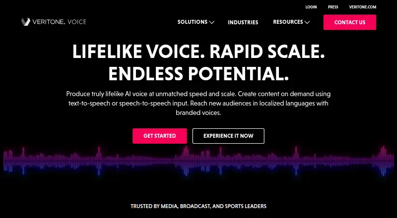 Veritone Voice's website
