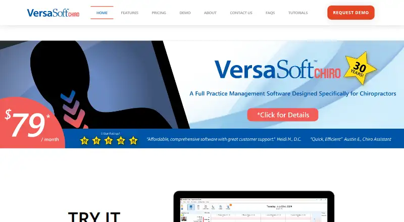 VersaSoft Chiro's website