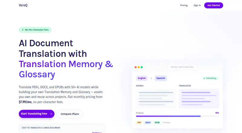 The VersQ homepage