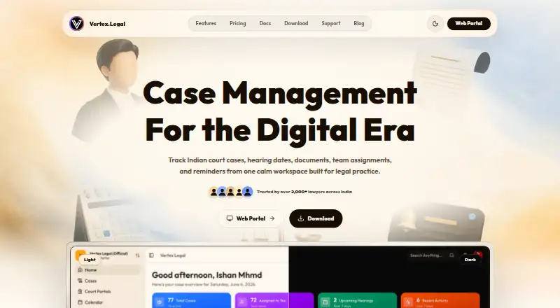 Vertex Legal's website