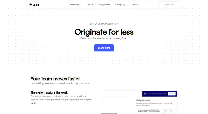 Vesta's website