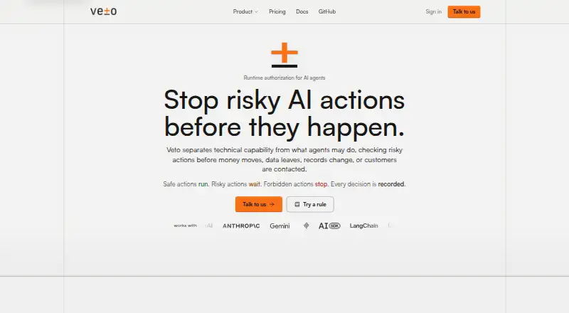 The Veto homepage